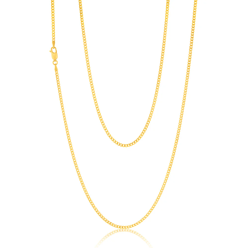 9ct Yellow Gold Silverfilled 60 Gauge Curb 70cm Chain